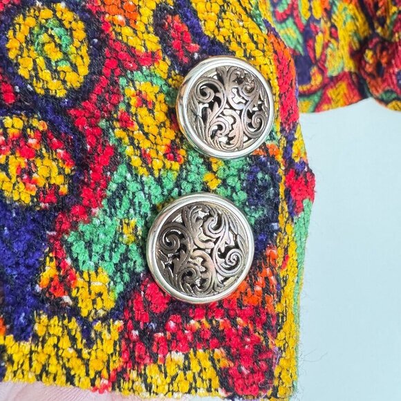 Vespucci Vintage Colourful Textured Fabric Cropped Blazer 42/S - Picture 7 of 7